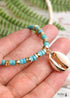 Boho Necklace, Natural Shell Cowrie with Pendanr in White